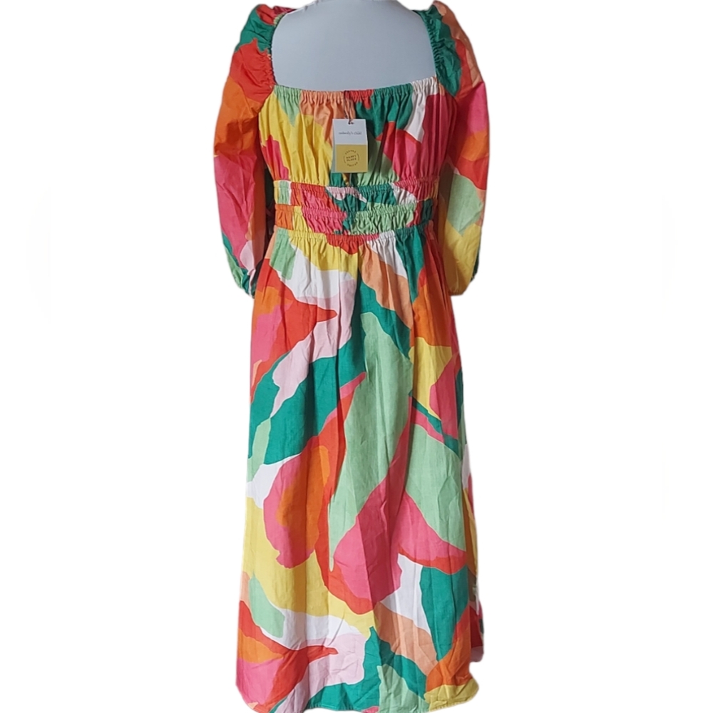 Nobody's Child Fearne Cotton Multi Square Neck Franzie Dress UK Size 18 Organic - Picture 8 of 11